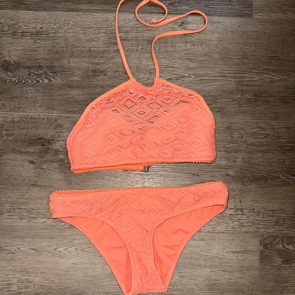 Roxy Vibrant Orange Bikini Crop Top set